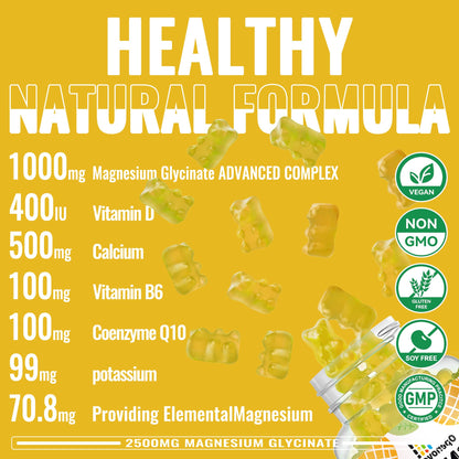 Magnesium Glycinate Gummies 2500mg – Sugar Free Calm Mood & Sleep Support (90 Pineapple Gummies)