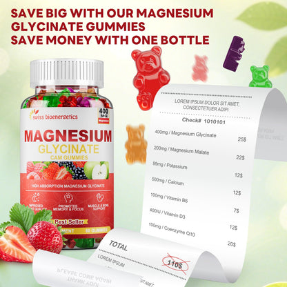 (2 Pack) Magnesium Glycinate Gummies 400mg – Sugar Free, Vegan, Non-GMO