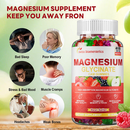 (2 Pack) Magnesium Glycinate Gummies 400mg – Sugar Free, Vegan, Non-GMO