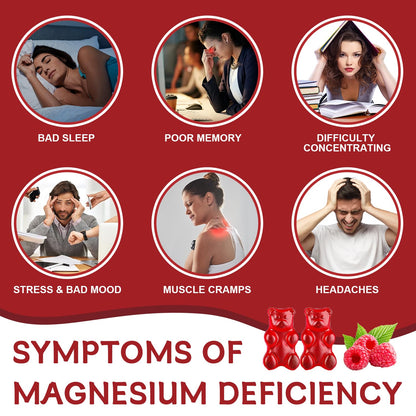 Magnesium Glycinate Gummies 400mg + L-Threonate 200mg – Potassium Magnesium Calm Mood & Sleep Gummies, 2 Pack, Raspberry