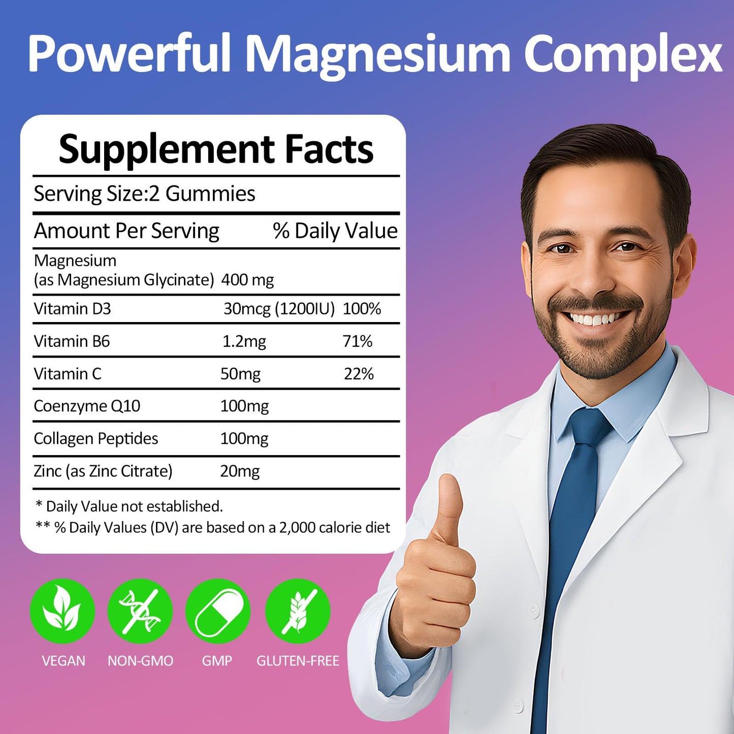 Magnesium Glycinate Gummies 400mg – Sugar Free Vegan (60 Raspberry Chewables) | Sleep, Muscle & Memory Support
