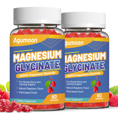 Magnesium Glycinate Gummies 400mg with L-Threonine – Stress Relief & Muscle Support | Non-GMO, Gluten Free