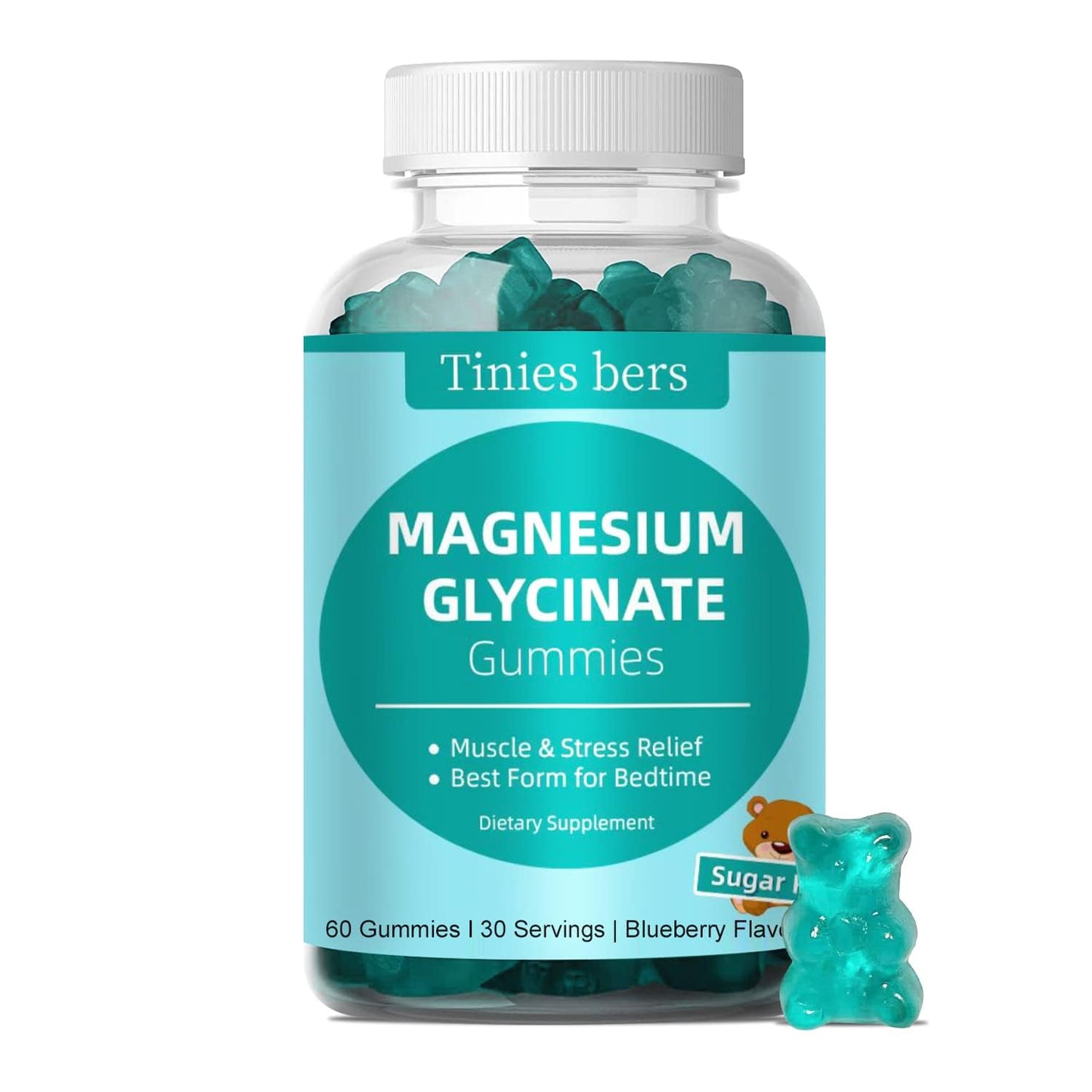 Magnesium Glycinate Gummies 500mg – Sugar Free, 60 Count | Sleep, Stress & Muscle Support (Vegan, Gluten Free)