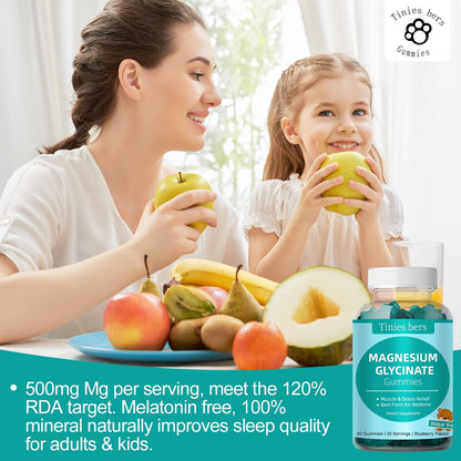 Magnesium Glycinate Gummies 500mg – Sugar Free, 60 Count | Sleep, Stress & Muscle Support (Vegan, Gluten Free)