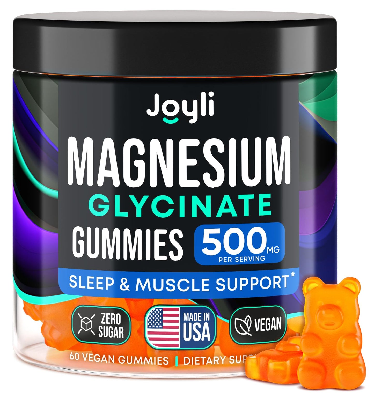 Magnesium Glycinate Gummies 500mg – Sleep Support for Adults & Kids (60 Count)