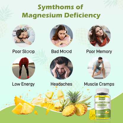 Magnesium Glycinate Gummies 600mg – Relaxation & Sleep Support (Sugar-Free, Pineapple)