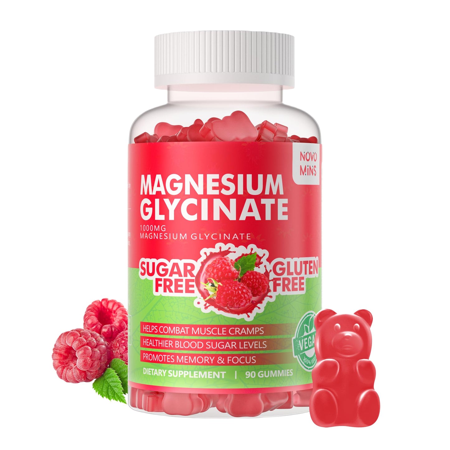 90 Ct Magnesium Glycinate Gummies 1000mg - Sugar Free Mood & Sleep Support