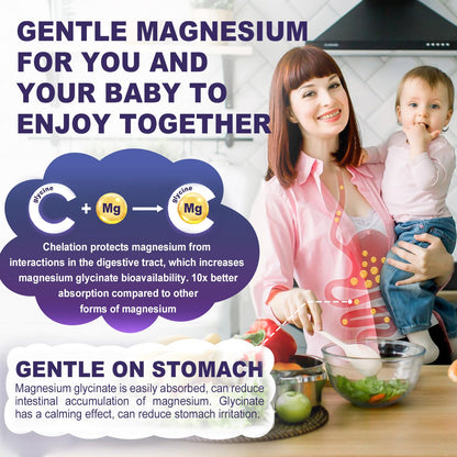 Magnesium Glycinate Gummies 250mg per Gummy (500mg/2) – Sugar Free, No Melatonin (Adults & Kids 6+)