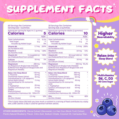 Magnesium Glycinate Gummies for Adults & Kids 4+ | Sugar Free 400/200mg Sleep Support