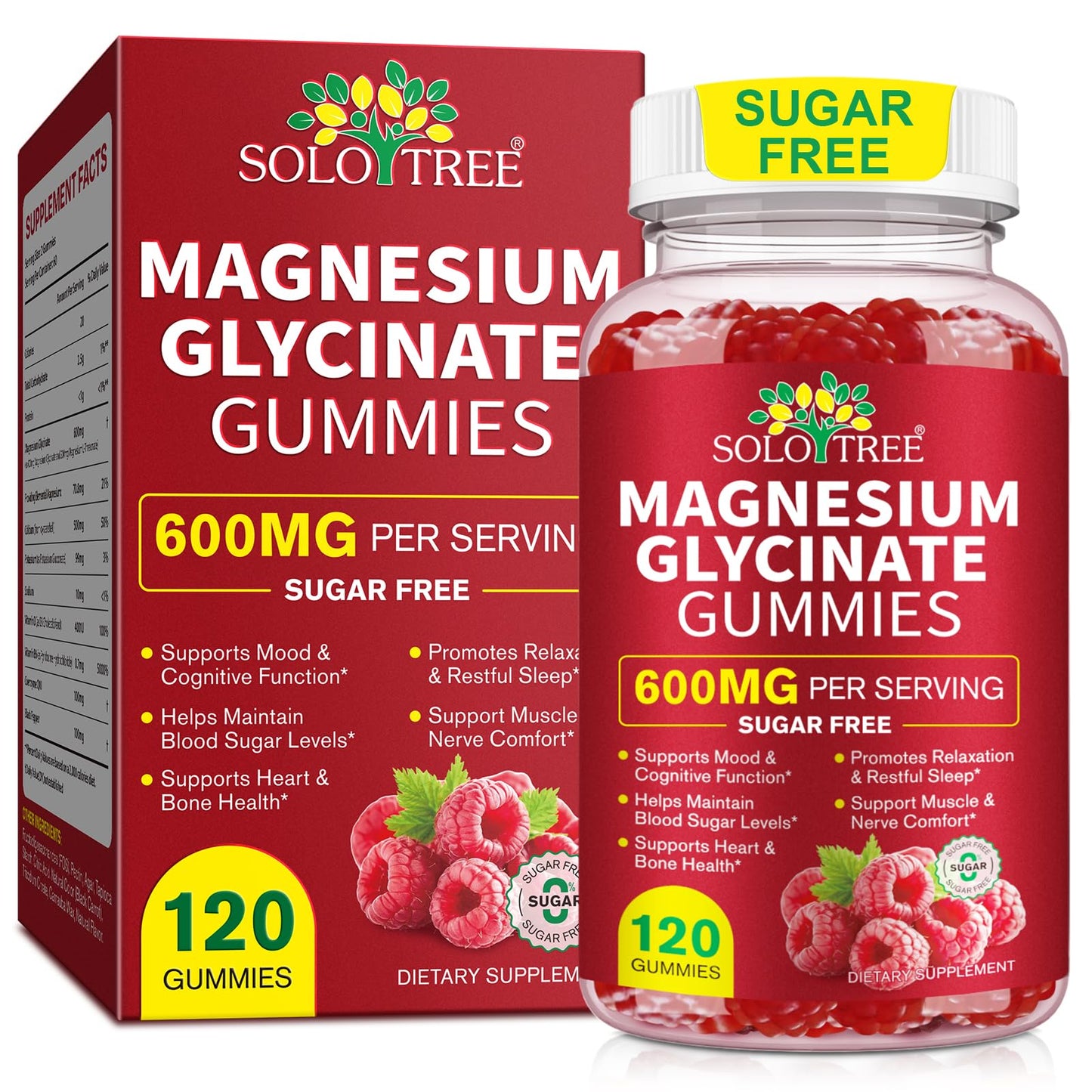 Magnesium Glycinate Gummies with L-Threonate – 120 Count, 600 mg per Serving, Sugar Free, High Absorption