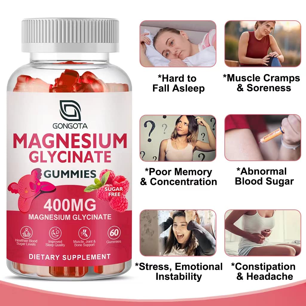 Magnesium Glycinate Gummies 400 mg with 100 mg Composite Magnesium – Sugar Free, 60 Gummies