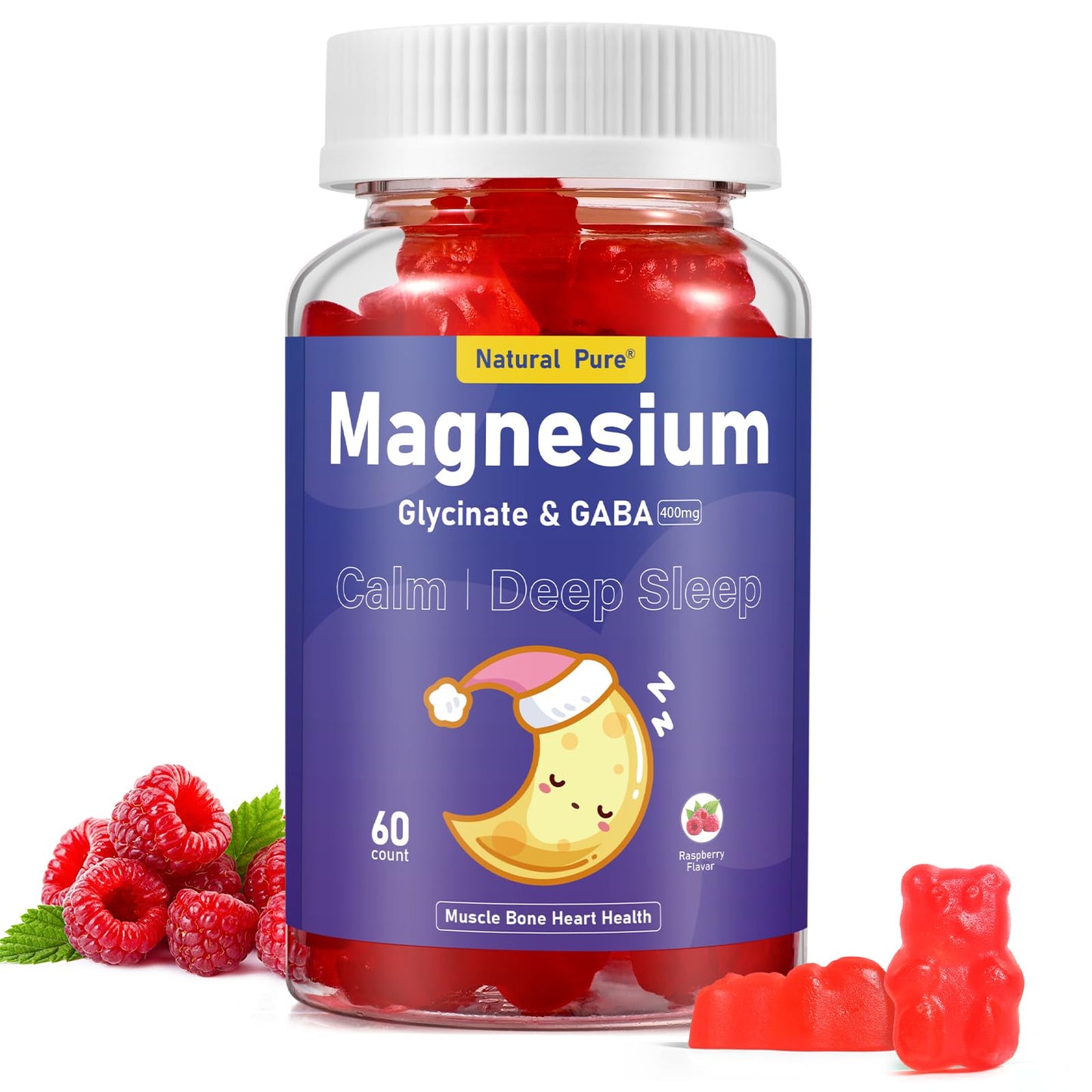 Magnesium Glycinate Gummies with GABA – Sleep Support (Sugar Free, 400mg) with Vitamin D, B6 & CoQ10