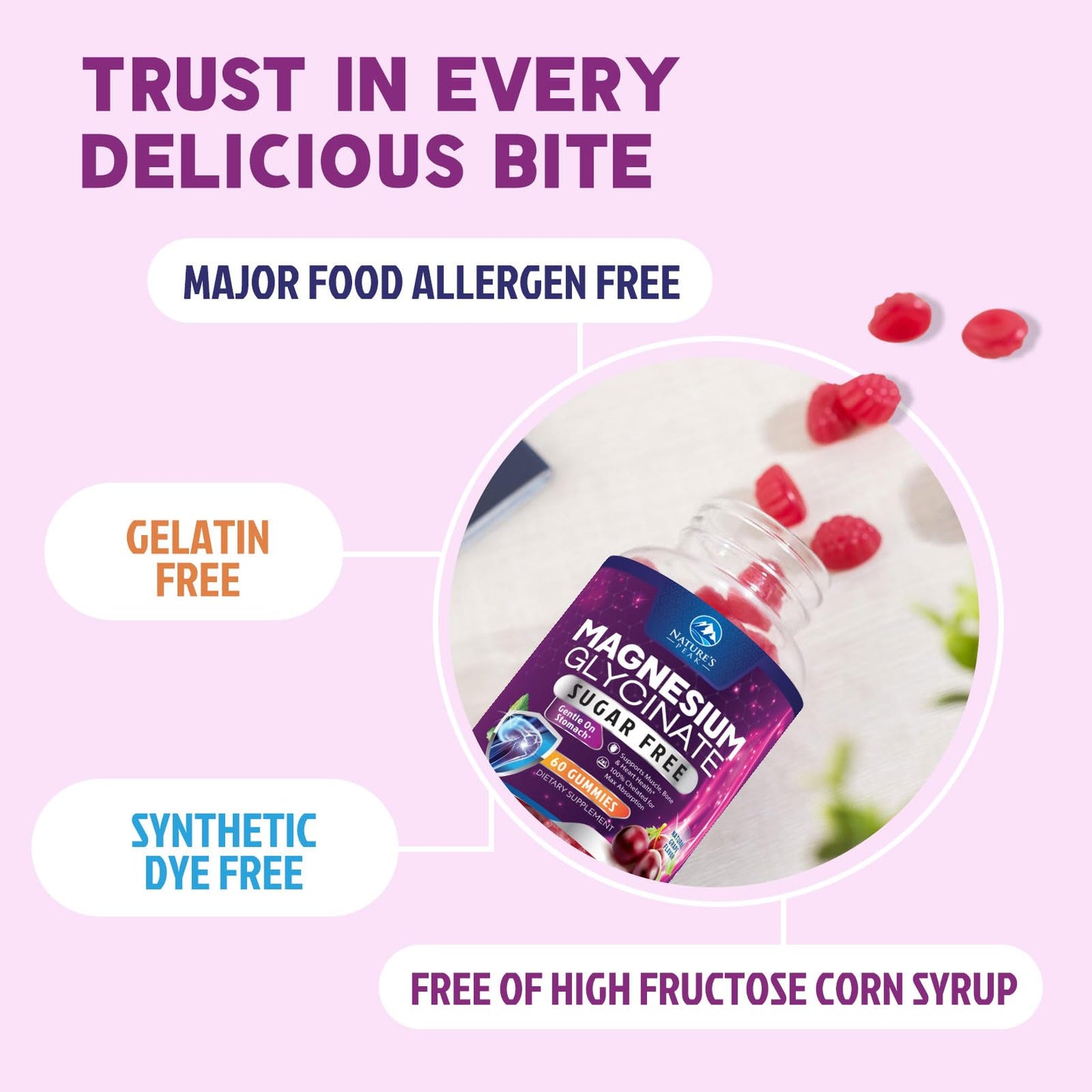 Magnesium Glycinate Gummies - Sugar Free | Sleep & Heart Health