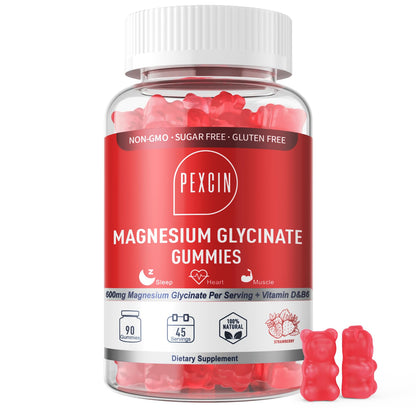 Magnesium Glycinate Gummies for Adults & Kids – 1000mg High Absorption, Sugar Free with Potassium, 90 Counts