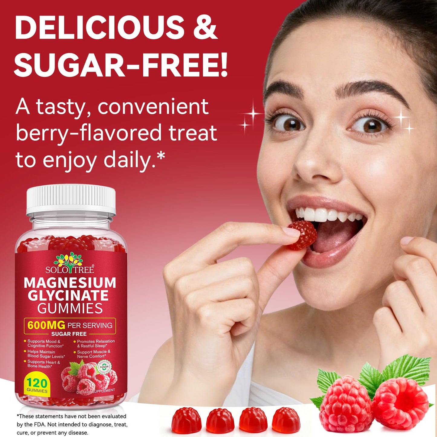 Magnesium Glycinate Gummies 600mg for Adults – Relaxation & Sleep Support | 120 Count | Non-GMO, Sugar Free