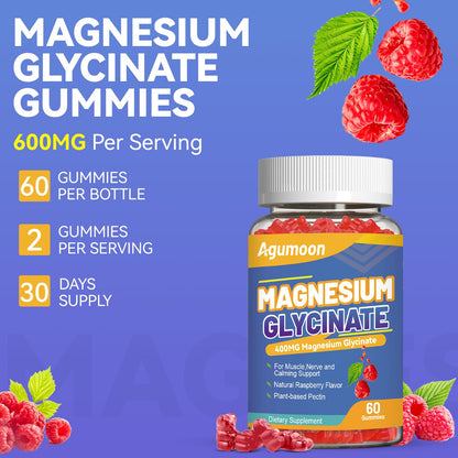 Magnesium Glycinate Gummies 400mg with L-Threonine – Stress Relief & Muscle Support | Non-GMO, Gluten Free