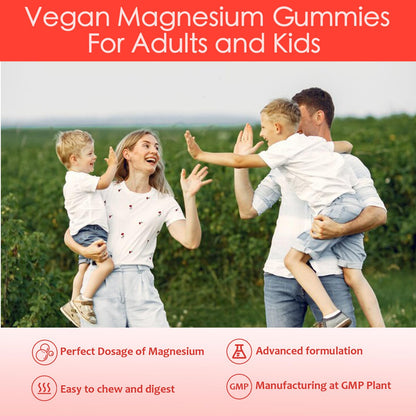 Magnesium Glycinate Gummies for Adults & Kids – 1000mg High Absorption, Sugar Free with Potassium, 90 Counts