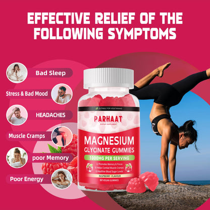 Magnesium Glycinate Gummies - Sugar Free Raspberry with Vitamin D, B6, CoQ10 - 120 Chews