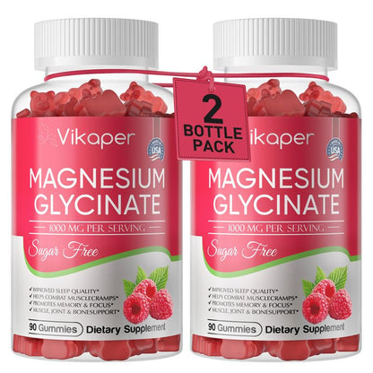 Magnesium Glycinate Gummies Sugar Free – Sleep & Muscle Support (180 Raspberry)
