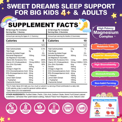 90-Count Magnesium Glycinate Gummies for Sleep & Calm – Raspberry, Sugar-Free, Vegan