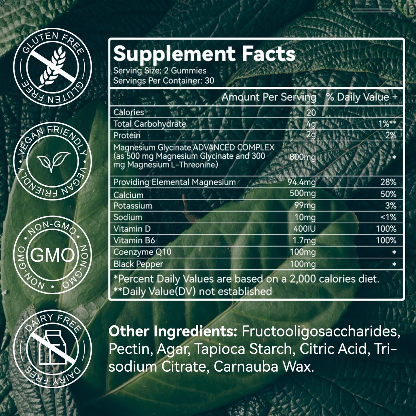 Magnesium Glycinate Gummies 500mg + L-Threonate 300mg – Sugar-Free Magnesium Potassium with Vitamin D, B6, CoQ10 | Strawberry 60 Gummies