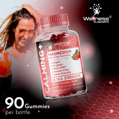 Magnesium Glycinate Gummies 1000 mg – Relaxation & Heart Health – Strawberry Flavor