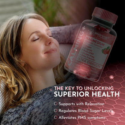Magnesium Glycinate Gummies 1000 mg – Relaxation & Heart Health – Strawberry Flavor