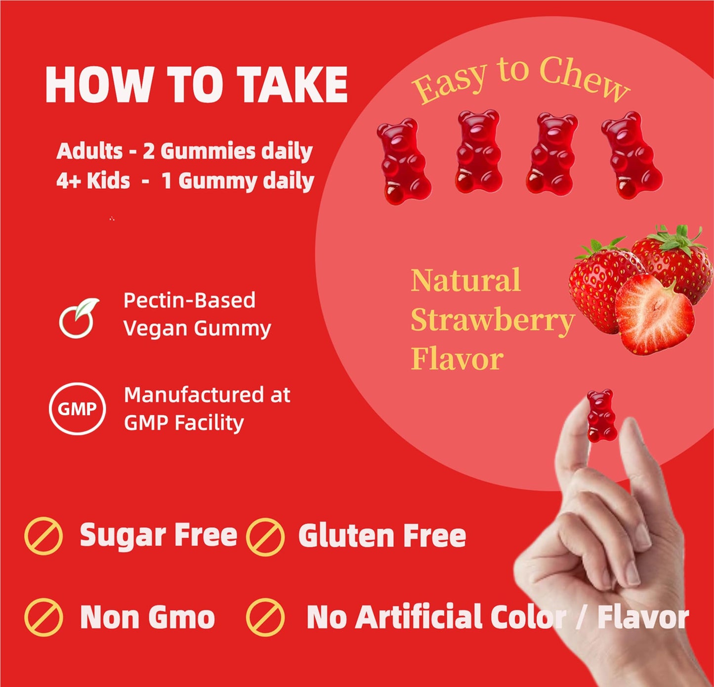 Magnesium Glycinate Gummies for Adults & Kids – 1000mg High Absorption, Sugar Free with Potassium, 90 Counts