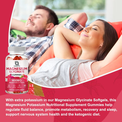 Magnesium Glycinate Gummies 400 mg with 100 mg Composite Magnesium – Sugar Free, 60 Gummies