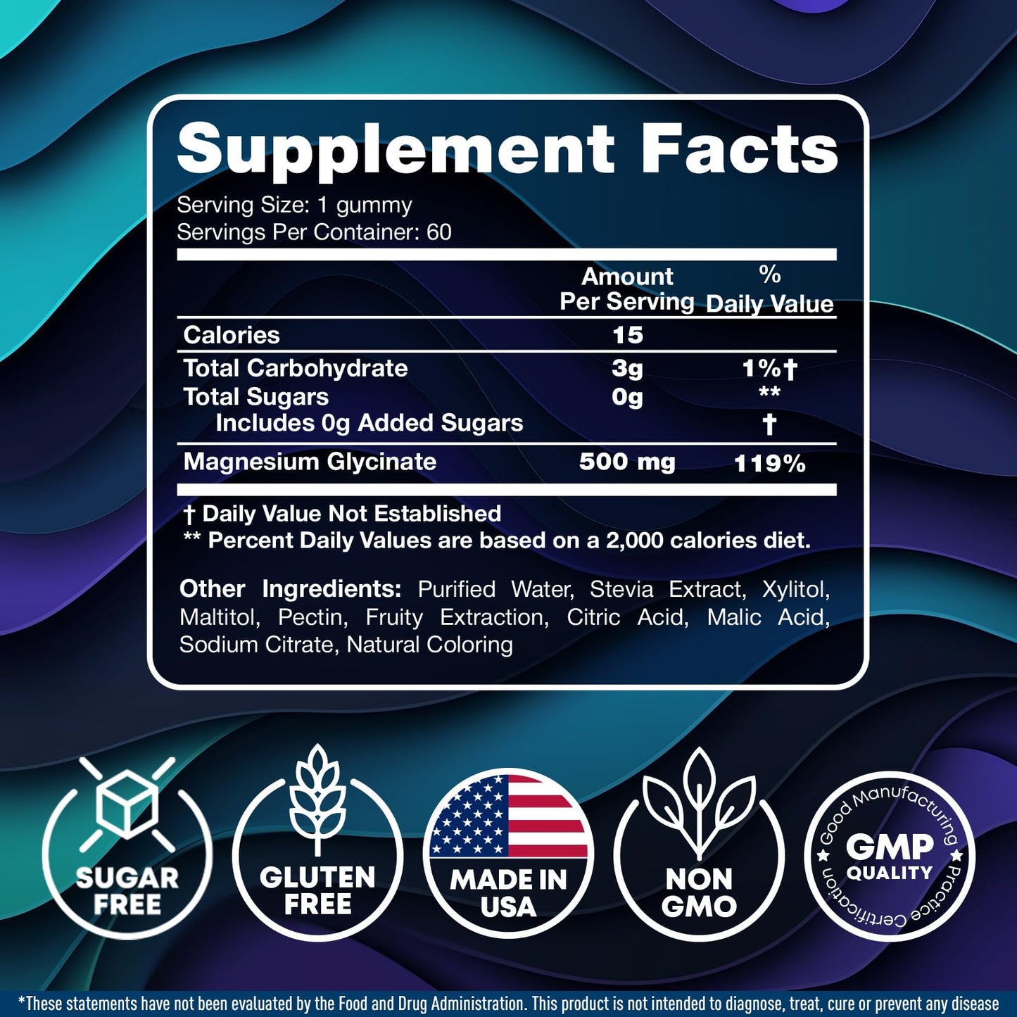 Magnesium Glycinate Gummies 500mg – Sleep Support for Adults & Kids (60 Count)