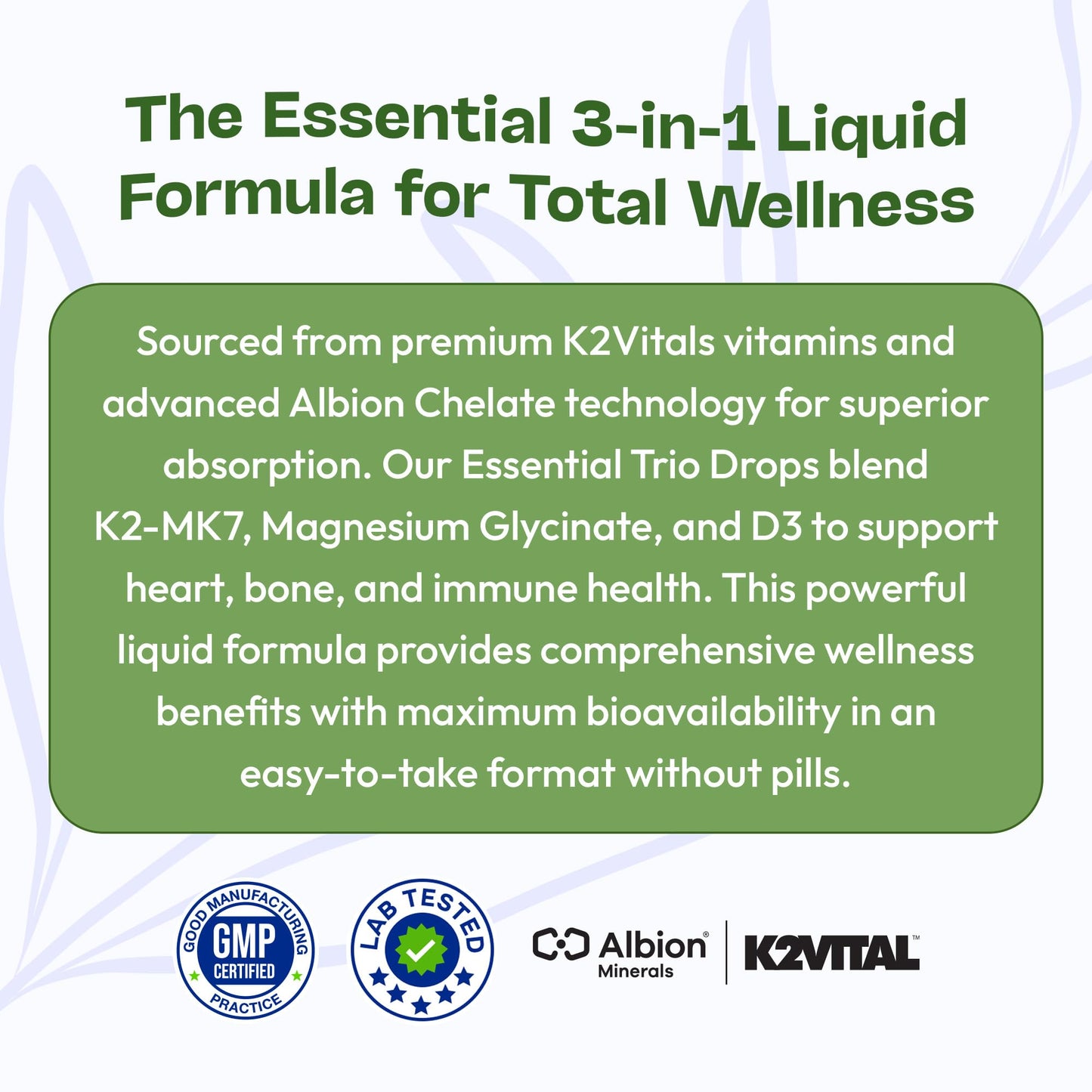 Magnesium Glycinate + K2 & D3 Liquid - GMO-Free (Mixed Berry) 60 mL