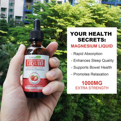 Magnesium Glycinate Liquid Drops - High Absorption, Strawberry, 2 oz