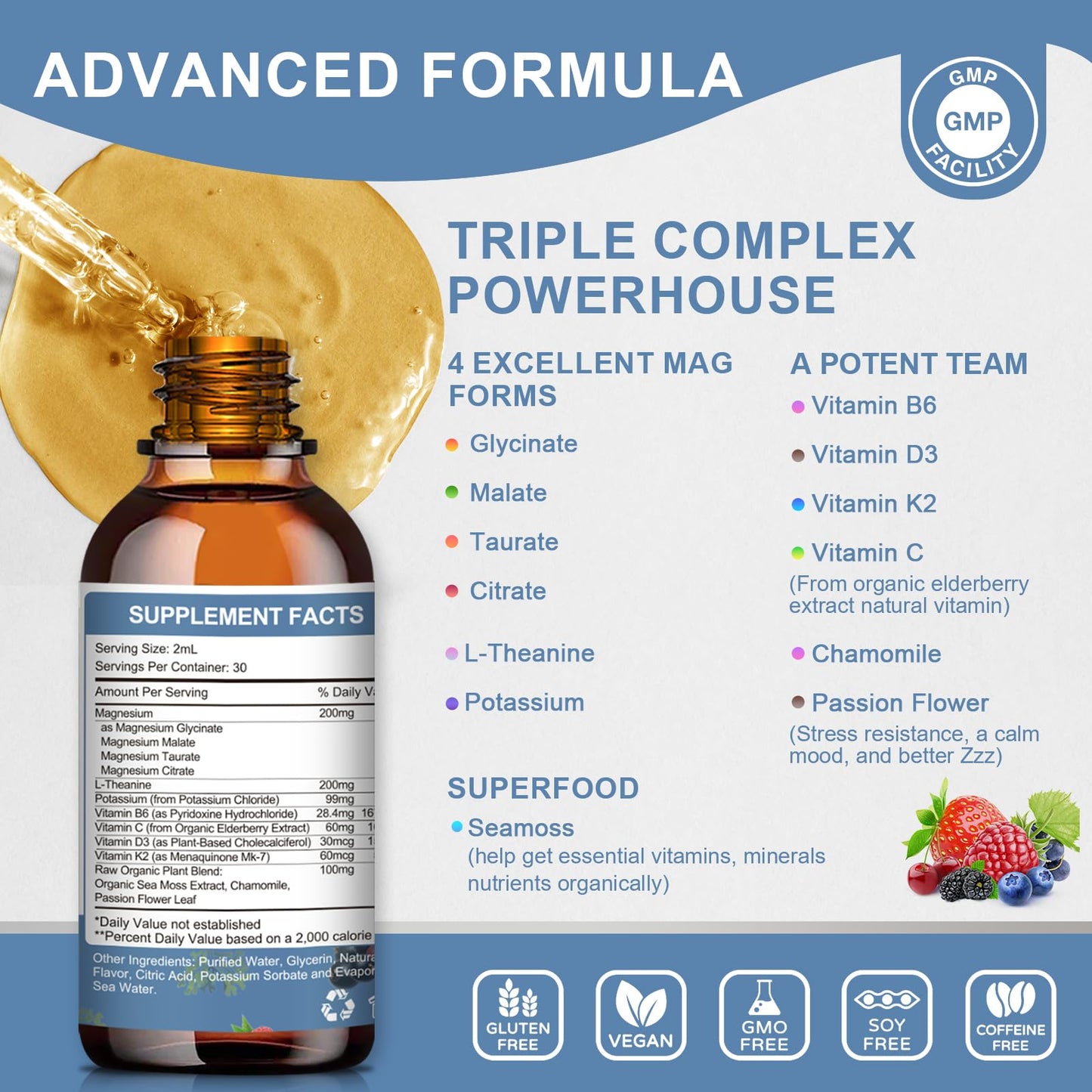 Magnesium Glycinate Liquid Drop – Triple Absorption for Nerves, Sleep & Muscles (Sugar-Free)