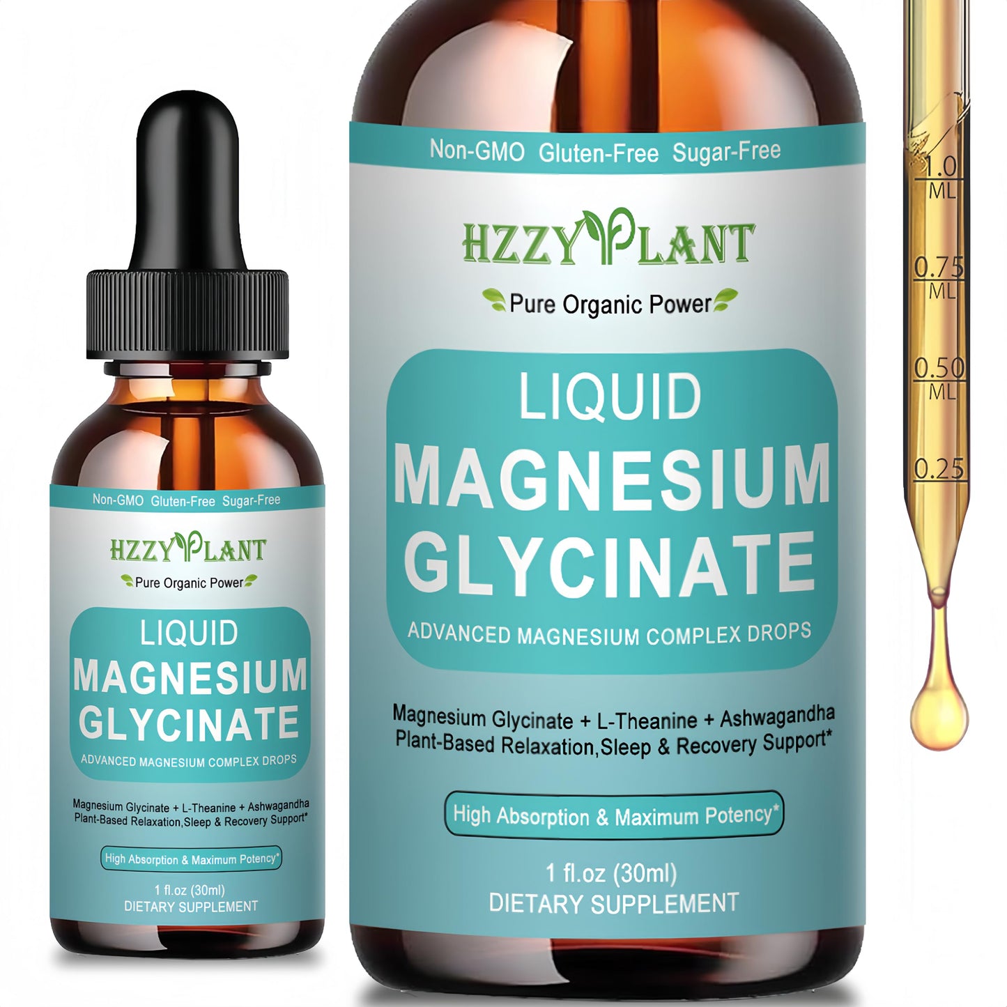 Magnesium Glycinate 400mg Liquid Drops – 98% Absorption for Sleep, Calm, Muscle & Heart Health