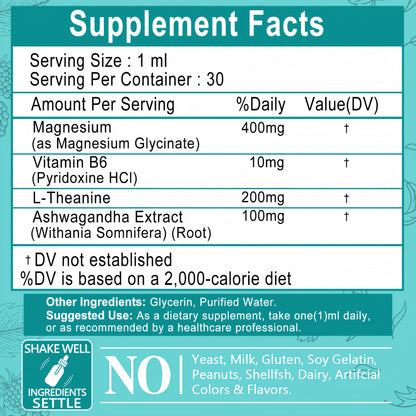 Magnesium Glycinate 400mg Liquid Drops – 98% Absorption for Sleep, Calm, Muscle & Heart Health