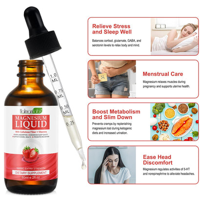 Magnesium Glycinate Liquid Drops - High Absorption, Strawberry, 2 oz