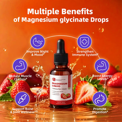 M inch Magnesium Glycinate Liquid Drops – High Absorption Magnesium (Strawberry), 2 Pack for Kids & Adults