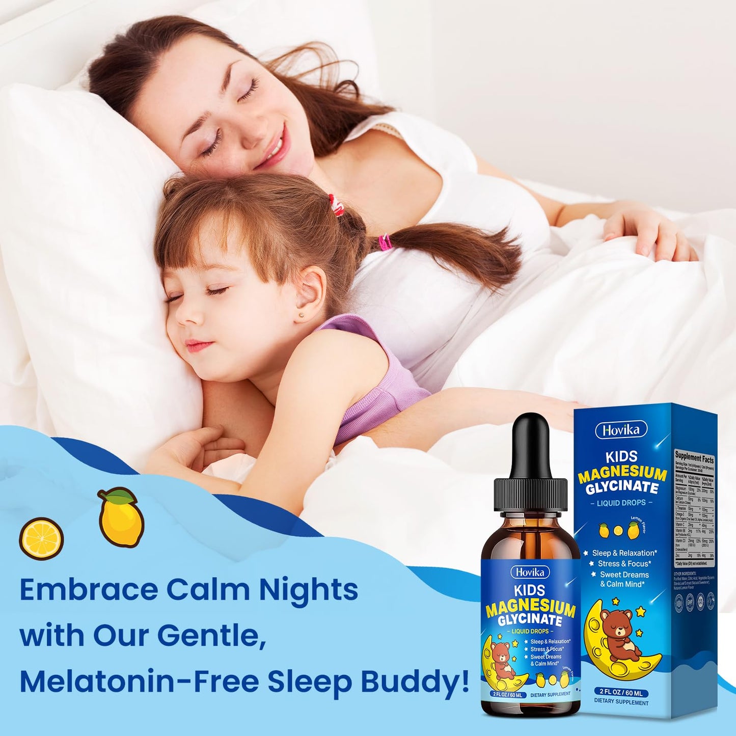 Kids Magnesium Glycinate Liquid with L-Theanine & Omega-3 for Sleep & Calm