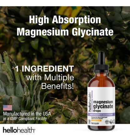 Magnesium Glycinate Liquid – 100 mg | Pineapple Flavor for Women, Men & Kids