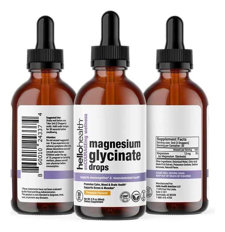 Magnesium Glycinate Liquid – 100 mg | Pineapple Flavor for Women, Men & Kids