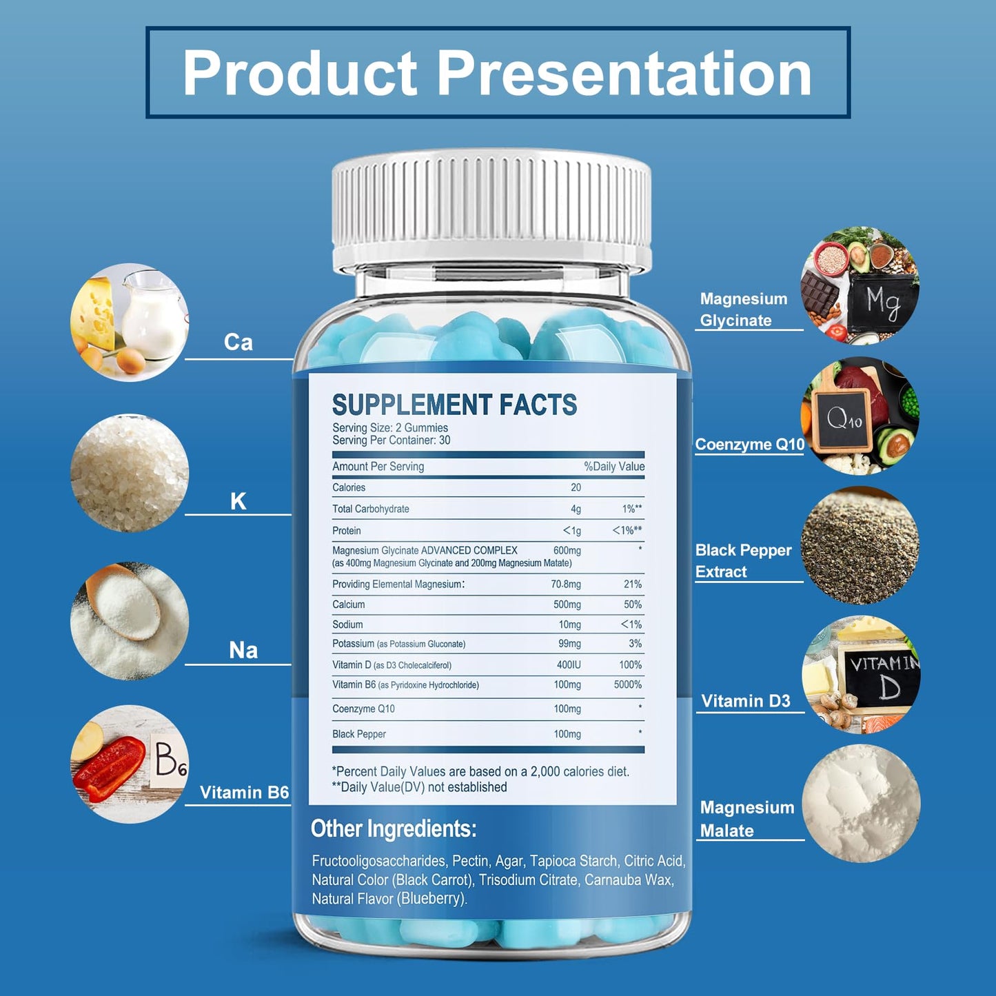 Magnesium Gummies 600mg per Serving | Glycinate 400mg + Malate 200mg