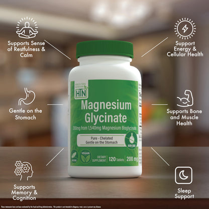 Magnesium Glycinate 200mg | 120 Tablets | High Absorption