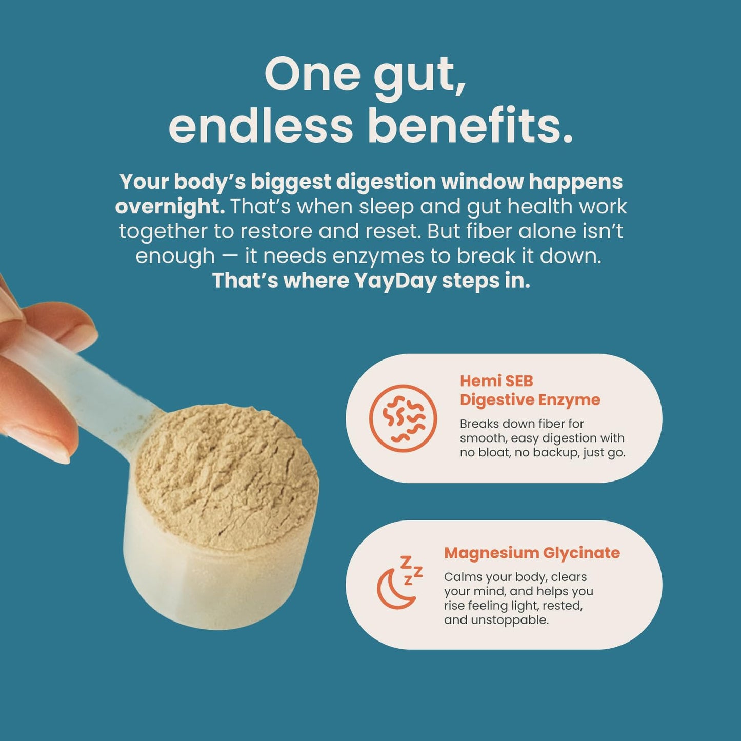 Nighttime Prebiotic Fiber Powder with Digestive Enzymes & Magnesium Glycinate - 7 Pack