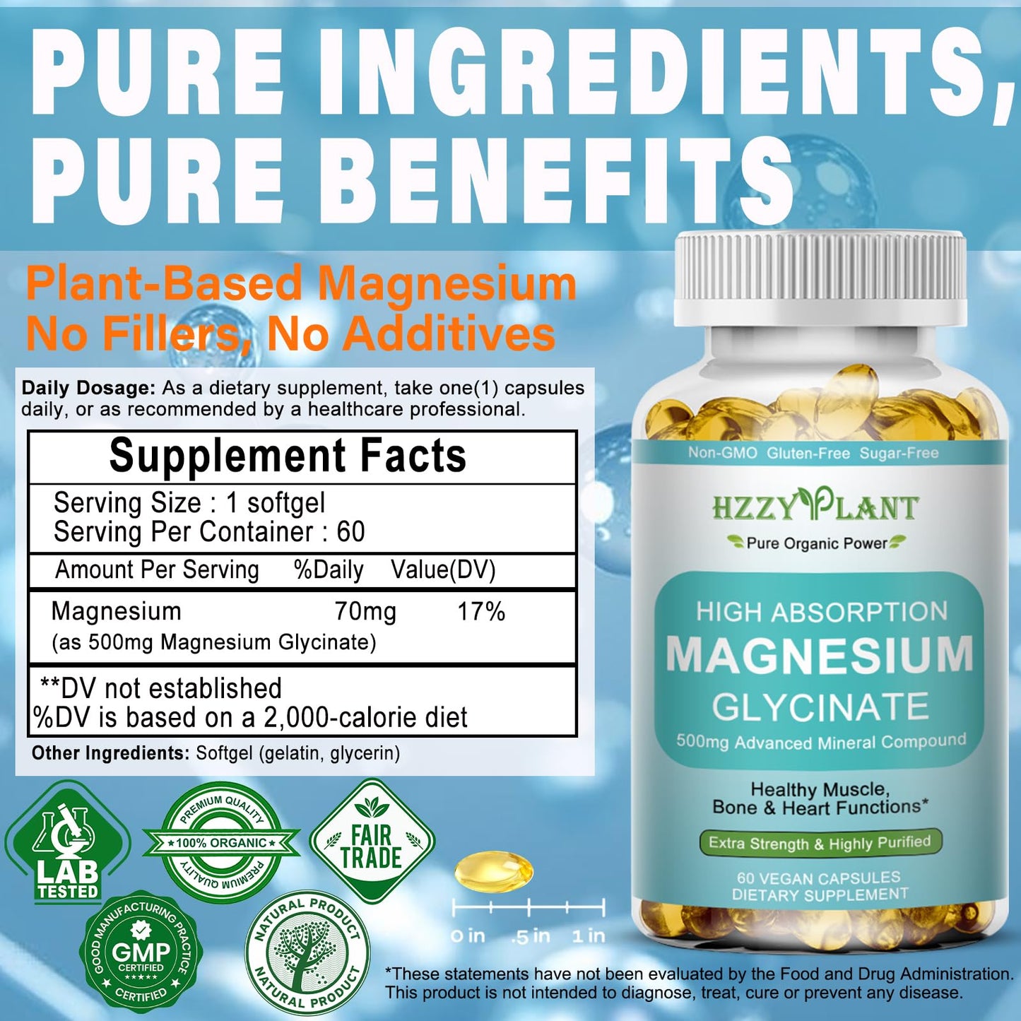 Magnesium Glycinate 500mg Softgels – High-Absorption Magnesium Supplement