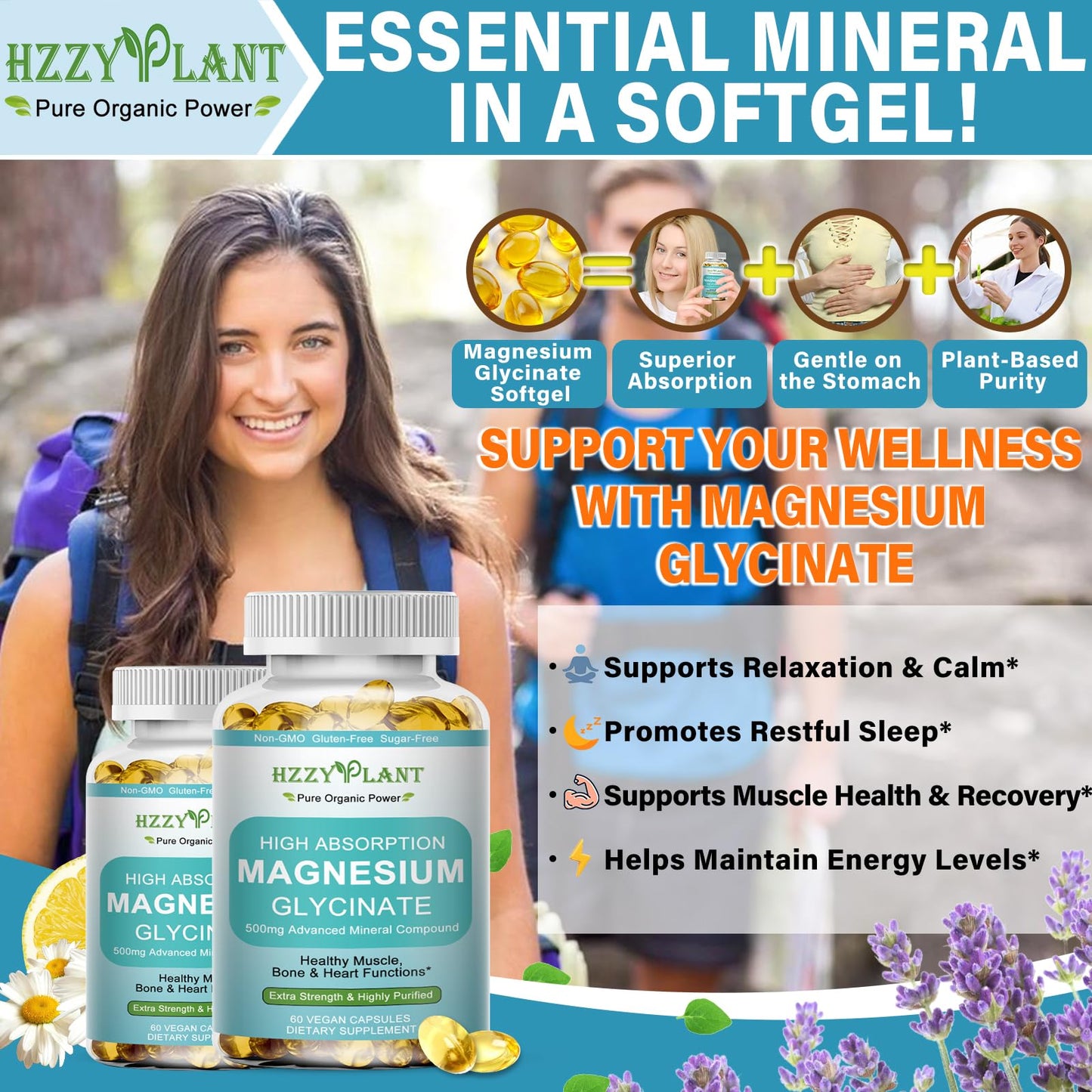 Magnesium Glycinate 500mg Softgels – High-Absorption Magnesium Supplement