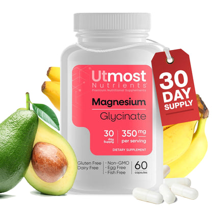 Magnesium Glycinate Supplement – 175 mg per Capsule (350 mg in 2 Capsules) | 60 Capsules | Non-GMO, Gluten-Free, Nighttime Calm