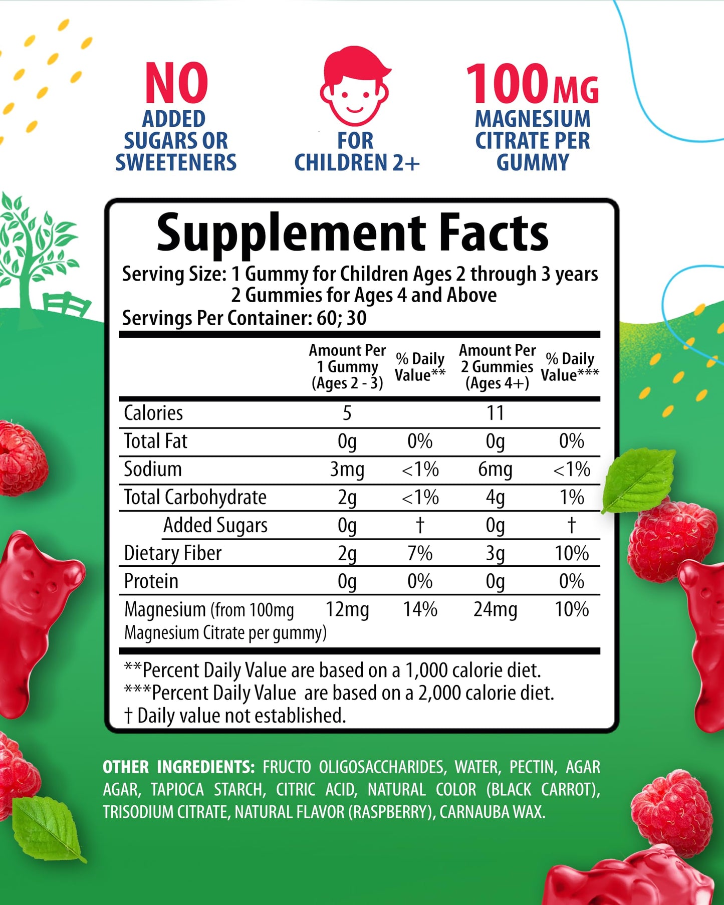 Magnesium Gummies for Kids & Adults – 100mg Calm Magnesium Chews (60 Gummies) | Mood & Muscle Support