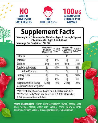 Magnesium Gummies for Kids & Adults – 100mg Calm Magnesium Chews (60 Gummies) | Mood & Muscle Support