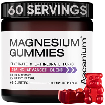 Magnesium Gummies 410 mg – Vegan Glycinate & L-Threonate, 60 Chewables
