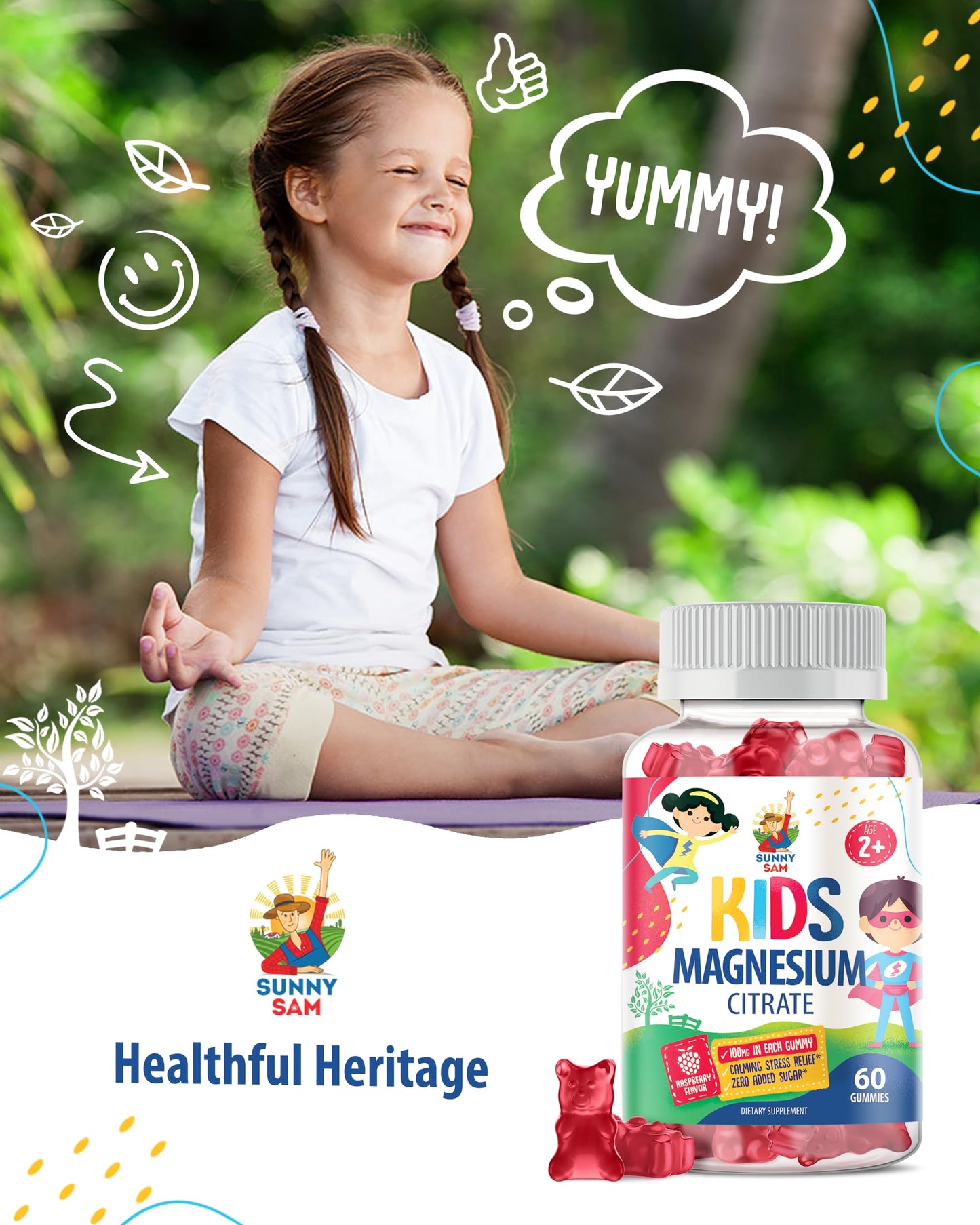 Magnesium Gummies for Kids & Adults – 100mg Calm Magnesium Chews (60 Gummies) | Mood & Muscle Support